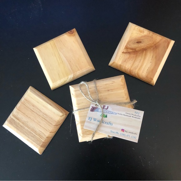 Handmade 4 wooden coasters - Picture 2 of 6